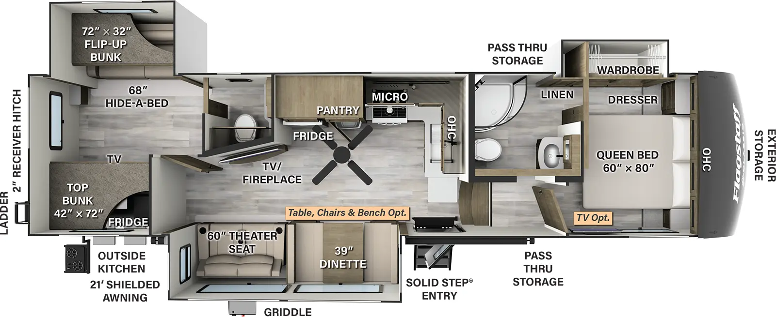 Flagstaff Classic Fifth Wheels 373BH Floorplan